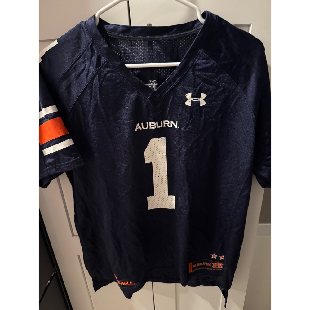 Under‎ Armour Auburn Tigers Football Jersey Number 1 Men's XL Navy Orange White